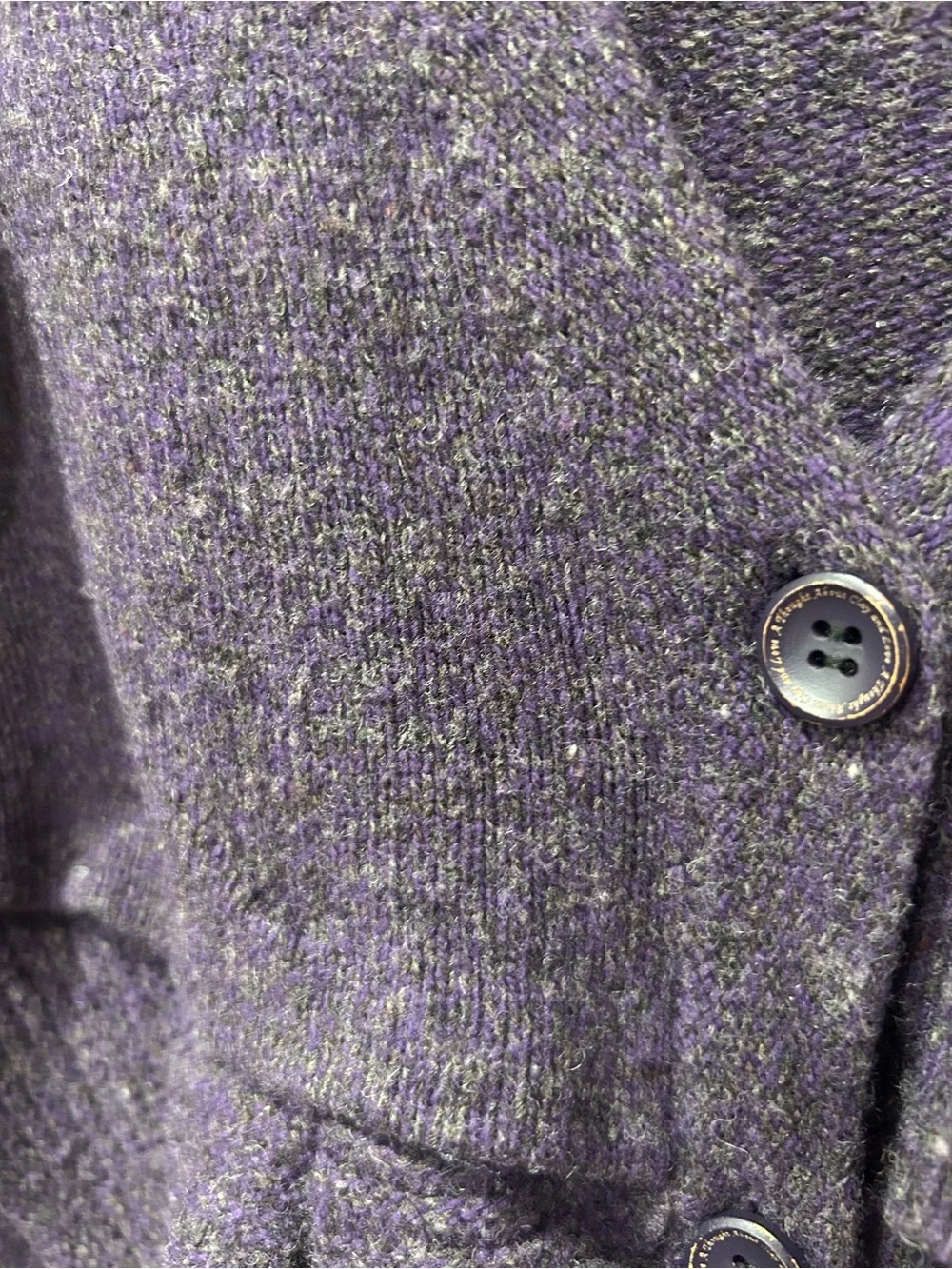 Anthropologie Moth Ruffle Cardigan Sweater Purple Wool Blend Size L Romantic